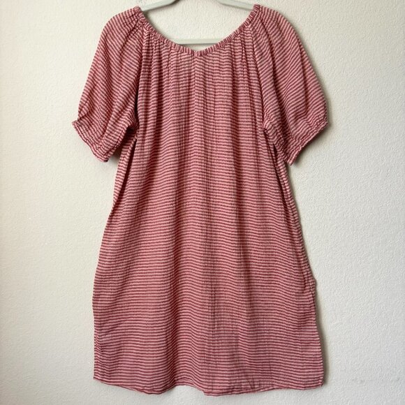 Garnet Hill Pure Organic Cotton Easy Gathered Striped Swim Cover-Up Mini Dress - Picture 10 of 11
